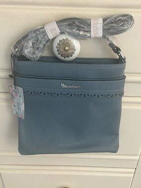 NWT BRENTANO Vegan Medium Crossbody Handbag Blue Stone Style #CJ170901